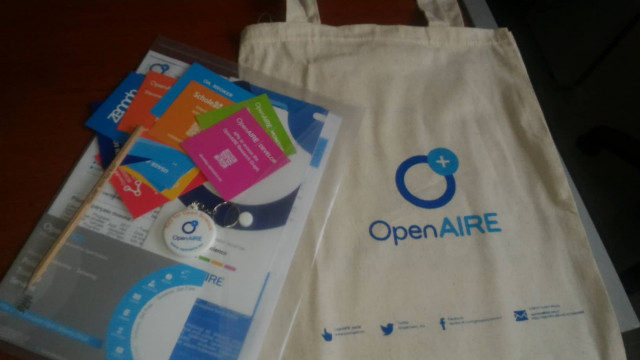 Promotional documents related to OpenAIRE, Zenodo, and FAIR Principles were put into the conference bag and distributed to all participants.