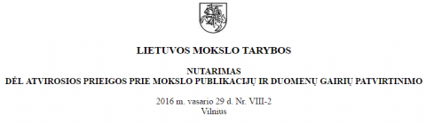 Guidelines for Open Access to Research Results by Research Council of Lithuania